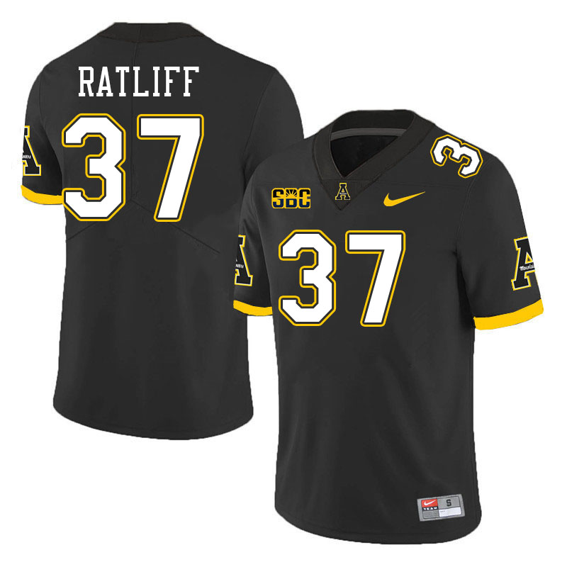 Appalachian State Mountaineers #37 Ian Ratliff College Football Jerseys Stitched-Black Appalachian State Mountaineers #37 Ian Ratliff College Football Jerseys Stitched-Black